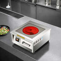 Cuisinière à induction infrarouge en céramique commerciale 6000W, plaque de cuisson à induction en acier inoxydable, cuisinière pour restaurant, hôtel