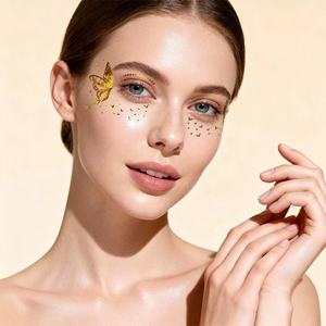 Adesivi Temporanei per Occhi a Forma di <span class=keywords><strong>Farfalla</strong></span> Dorata All'Ingrosso, Tatuaggi Personalizzabili Ipoallergenici in Foglia Metallica per Feste - Product Image 6