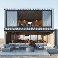 Magasin de conteneurs préfabriqués modernes avec grand écran en verre et design d'intérieur élégant Retail ou Cafe Business