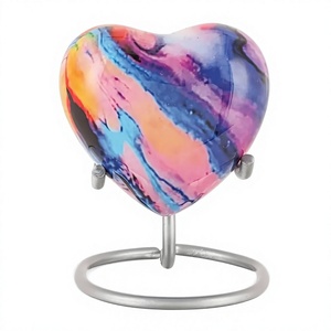 Urne funéraire en forme de cœur avec motif de rose rouge, urne décorative pour cendres d'adultes, pour cendres de femmes et d'hommes - Product Image 6