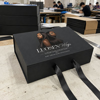 Boîte à perruque pliable magnétique de qualité supérieure avec ruban, logo personnalisé, boîte cadeau de luxe pour perruque et vêtements avec insert en satin