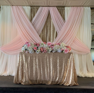 सुरुचिपूर्ण बकाइन Draping swags बर्फ रेशम सफेद शादी टांगना पृष्ठभूमि - Product Image 5