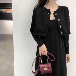 2024 cárdigan de manga larga informal de moda para mujer y camiseta vestido largo suéter conjunto doble cierre de un solo pecho para primavera - Product Image 6