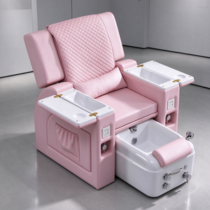 Sillón de Pedicura Multifuncional de Lujo Color Rosa con Doble Lavabo para Manicura, Bañera para Spa de Pies, Sillón Reclinable para Salón de Belleza - Product Image 1