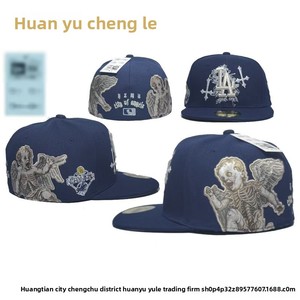 Cappello da baseball in PVC a 6 pannelli con visiera piatta, calotta rigida, ricamo teschio <span class=keywords><strong>AA</strong></span>, corona completamente chiusa, per il commercio estero, transfrontaliero, modello 2025, taglia unica - Product Image 3