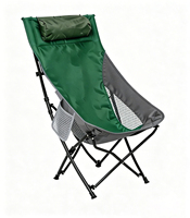 Chaise pliante compacte à dossier haut portable avec coussin amovible pour le camping, la randonnée, la pêche en plein air