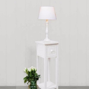 White <strong>Bedside</strong> Telephone <strong>Table</strong> With Drawer Side Living Room <strong>Slim</strong> Tall Furniture - Product Image 2