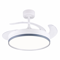 Ventilateur de plafond rétractable de 42 pouces avec lumière, télécommande LED 220V AC/DC, ventilateur de plafond moderne blanc avec lampe