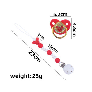 Set de chupete de silicona con cuentas para dentición, Set de chupete de silicona con diamantes brillantes de Mickey, producto en oferta - Product Image 5