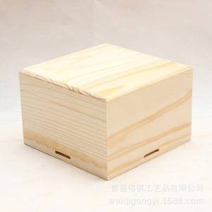 Wooden Storage Box Rectangle Pine Color Covered For Home Kitchen Living <b>Room</b> Use - Product Image 4