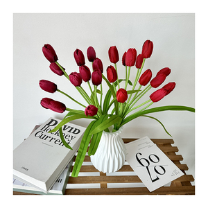 Di alta qualità tulipani artificiali a 12 teste tessuto di seta multicolore artificiale matrimonio natale decorazione di laurea all'ingrosso - Product Image 2