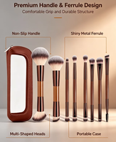 Ensemble de pinceaux de maquillage professionnels avec étui de voyage, poils synthétiques doux, kit cosmétique pour fond de teint, fard à joues, fard à paupières, outil de beauté pour femmes
