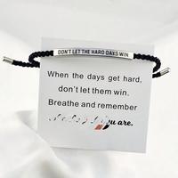Pulsera de Tubo de Acero Inoxidable Colorida con Frase 'No Dejes que los Días Difíciles Ganen', Personalizable, Inspiradora, Regalos para Parejas