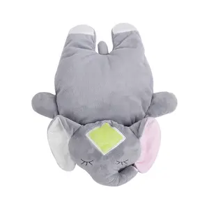 Hot Design Kids Bedtime Grey Stuffed Animal Pillow Baby Sleeping Elephant Plush Toy With Blanket