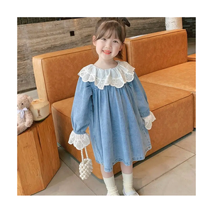 Vestido de primavera superventas con cuello de loto, vestido de bebé con encaje dulce y aberturas para niñas pequeñas - Product Image 1