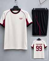 Seragam Sepak Bola Kustom OEM Lengan Pendek 160g Ringan Bahan Polyester Bernapas untuk Tim Pemain dengan Transfer Panas
