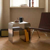 Table de chevet moderne minimaliste en acier inoxydable, meuble de rangement monobloc moulé, table basse, mobilier de salon, mobile