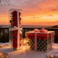 Boîte à fleurs en acrylique transparente personnalisée pour cadeaux de mariage de demoiselles d'honneur, moulée par rotation, pour bouquets, en stock chez les fabricants