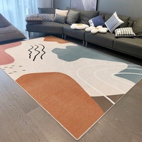 Tapis de salon résistant aux taches, facile d'entretien, tapis de table basse, toucher luxueux, sophistication, velours cristal, motif rayé et à carreaux