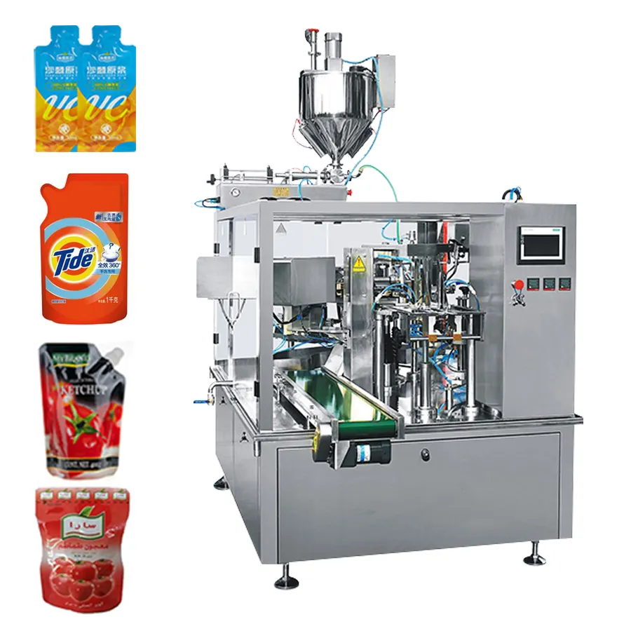 Automatic Premade Bag Stand up Pouch Packaging Laundry Detergent Tomato Chili Sauce Fruit Juice Filling Liquid Packing Machine