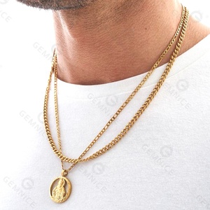 Gemnel en acier inoxydable 316l lien cubain <span class=keywords><strong>gourmette</strong></span> 4mm chaîne en or collier hommes bijoux de haute qualité - Product Image 4