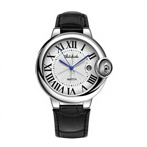 Montre mécanique automatique pour homme de haute valeur, tendance mode ballon bleu, résistante à l'eau 20m, calendrier, cuir véritable haut de gamme - Product Image 1