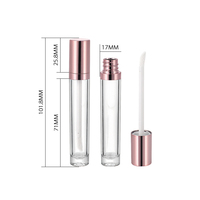 Récipient pour rouge à lèvres liquide de luxe de 6ml avec logo personnalisé Mini tubes de brillant à lèvres ronds transparents en or rose et avec applicateur