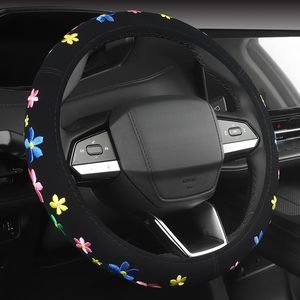 Housse de <span class=keywords><strong>volant</strong></span> brodée mignonne - Décoration florale de luxe <span class=keywords><strong>pour</strong></span> voiture, antidérapante, absorbant la transpiration, universelle 15 pouces - Product Image 3
