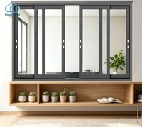 Fenêtre coulissante en aluminium à rupture de pont thermique avec moustiquaire de sécurité et verre fixe supérieur pour villa à vue sur la montagne – Vente en gros à l'étranger