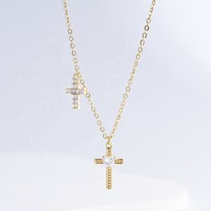 Collar con colgante de cruz de plata de ley 925, chapado en oro, con circonita, estilo hip hop, sencillo, para mujer, precio de fábrica. - Product Image 4