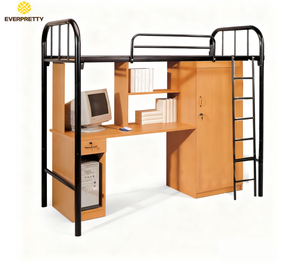 <span class=keywords><strong>Lit</strong></span> superposé moderne en métal pour étudiants avec <span class=keywords><strong>bureau</strong></span> et armoire en bois, idéal pour dortoir scolaire, appartement et chambre à coucher - Product Image 2