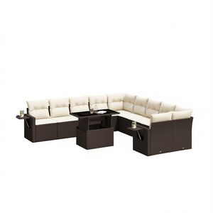 Conjunto de Sofá de Jardín de Mimbre Sintético Marrón con Reposabrazos Ajustables, Muebles de Exterior de Diseño Contemporáneo - Product Image 1