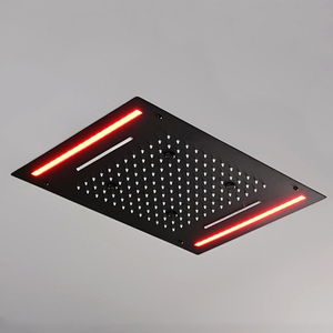 Nero LED pioggia cascata doccia soffitto montato smart soffione doccia bagno <span class=keywords><strong>quadrato</strong></span> soffione - Product Image 2