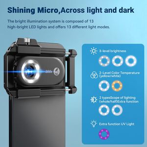 NOUVEAU Objectif de microscope à grossissement ultra HD 200X avec 12 LED et pince de fixation rapide pour téléphone - Product Image 3