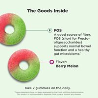OEM Fiber Gummy Rings 5g Prébiotique FOS (Fructo-oligosaccharides) Sans gluten Soutien digestif Baies et melon 50 unités