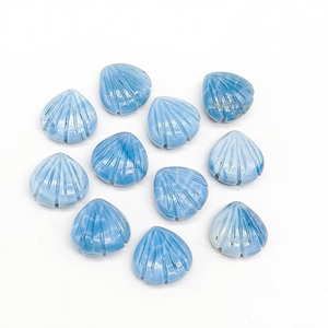 Opale bleue naturelle sculptée à la main en forme de coquillage, 12 mm, pierre précieuse en opale, pierre brute, sculpture en cristal pour la fabrication de bijoux, vente en gros, approvisionnement en vrac - Product Image 1