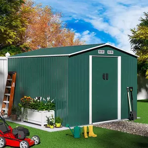 Easy Assembly Metal Steel Garden Tool Shed Galvanized Wood Frame Waterproof Storage For Bikes Outdoor Use