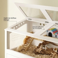 Cage à hamster de style meuble personnalisée avec armoire de rangement, habitat pour petits animaux avec panneau en acrylique et plateau