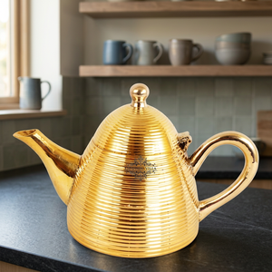Théière en laiton doré avec couvercle et poignée, design moderne et luxueux, bouilloire à eau - Product Image 2