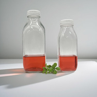 Groothandel Vierkante 100ml 300ml 500ml Lege Melk Fruit Sap Drank Glazen Flessen Transparant Met Witte Schroefdop Glazen Pot