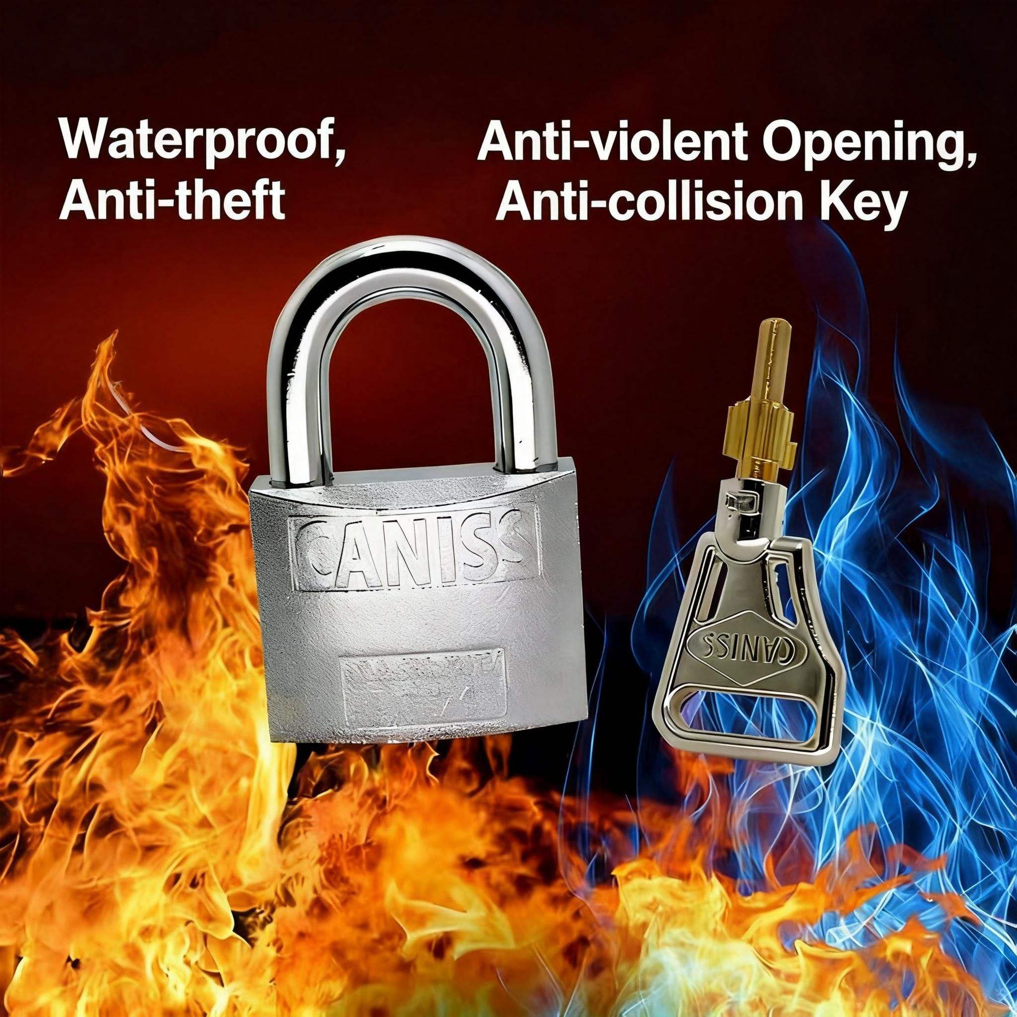 Silver cross-shaped key padlock