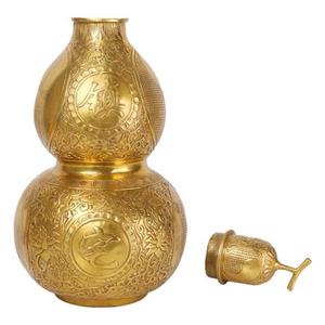 Ornement de <span class=keywords><strong>gourde</strong></span> Feng Shui <span class=keywords><strong>Wu</strong></span> Calabash, pendentif <span class=keywords><strong>Lou</strong></span>, sculpture de décoration pour la maison, décoration de table, décoration dorée porte-bonheur - Product Image 2