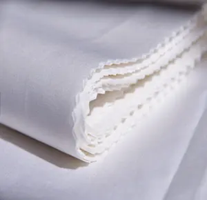 180tc 40X40 S Poly Cotton Katun Putih Polos Hotel Bed Sheet Seprai Kain