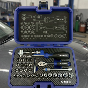 36PCS 1/4" Rounded off Chrome Vanadium Steel <b>Socket</b> Mechanic Hand Tool Set OEM with Blow Molding Case - Product Image 1