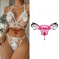 Couple Sexy Succubi Motif Bas Du Dos Tatouage Temporaire Autocollant Papier Étanche Matériel pour Privé Taille Abdomen Longue Durée