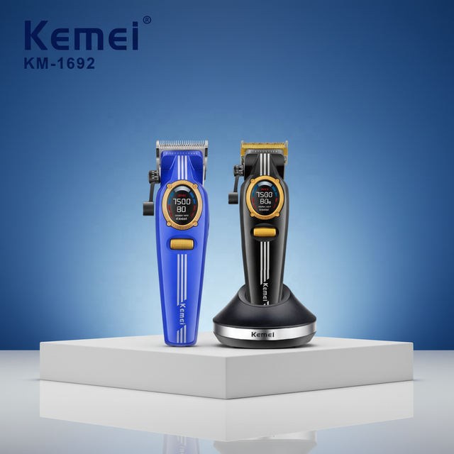 Kemei Km-1692 Professional Wireless Charging 9000RPM Hair Clipper LED Display DLC Blade Barber Clipper Trimmer for Salon