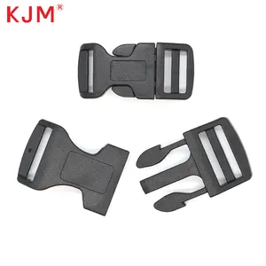 Kjm Custom Logo Shoe Accessories Strap Belt Cam Quick Release Buckle Lock Black Pom Recycled Curved Plastic Buckle For Shoes