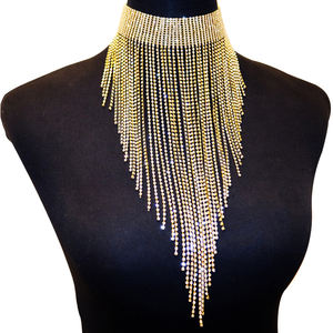Luoyan moda lujo Rave largo flecos boda collar joyería ancho gargantilla nupcial declaración cristal largo borla collar - Product Image 1