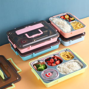 Récipient de Nourriture rectangulaire 304 Étanche En Acier inoxydable <span class=keywords><strong>Bento</strong></span> Boîte à Lunch À <span class=keywords><strong>3</strong></span> <span class=keywords><strong>Compartiments</strong></span> Boîte à Lunch Personnalisée - Product Image 1