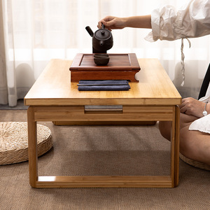 Japanese Style <b>Bamboo</b> Coffee <b>Table</b> Solid Wood Tatami Tea <b>Table</b> With Drawer For Living Room Or Balcony Use - Product Image 1